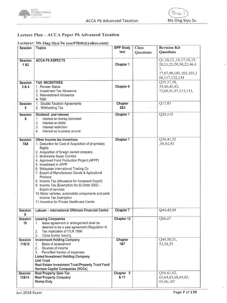 ACCA P6 Advanced Taxation | PDF
