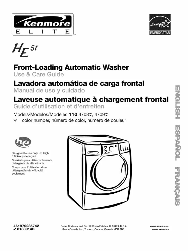 Washing Machine Manual Kenmore HE5t | PDF | Ac Power Plugs And Sockets ...
