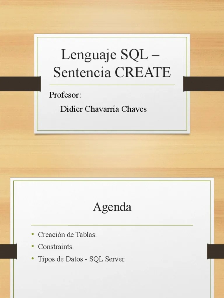 Clase 6 - SQL Server - Sentencia Create | PDF | SQL | Poco