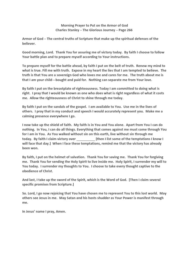 Morning Prayer - Put On The Whole Armor Of God | PDF