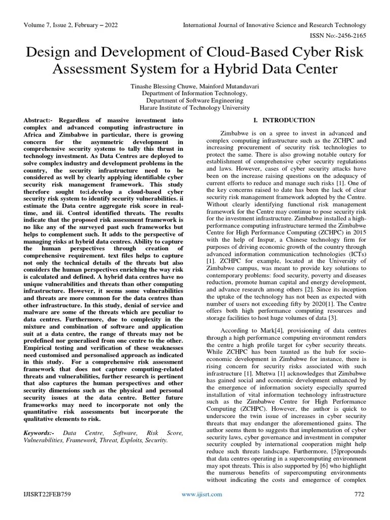 Design And Development Of Cloud-Based Cyber Risk Assessment System For ...