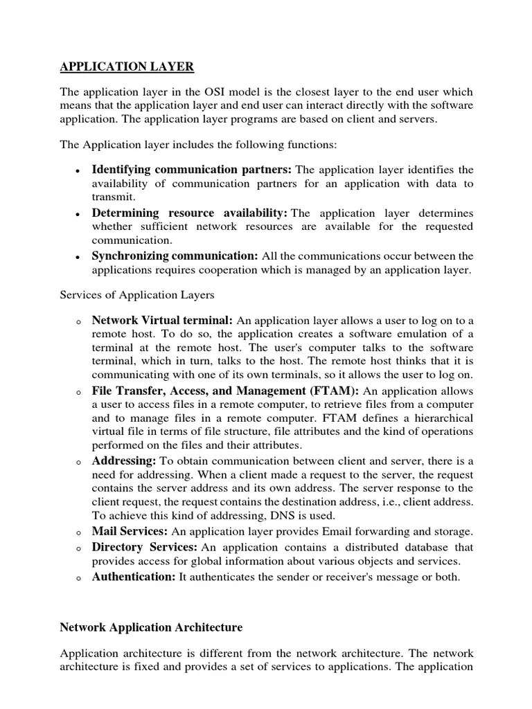 Computer Networks Application Layer Notes | PDF | File Transfer ...