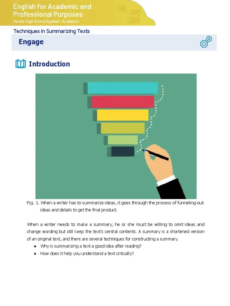 Techniques In Summarizing Texts | PDF