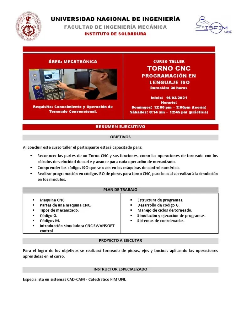 Programa De Capacitación En Programación De Torno CNC Usando Lenguaje ...