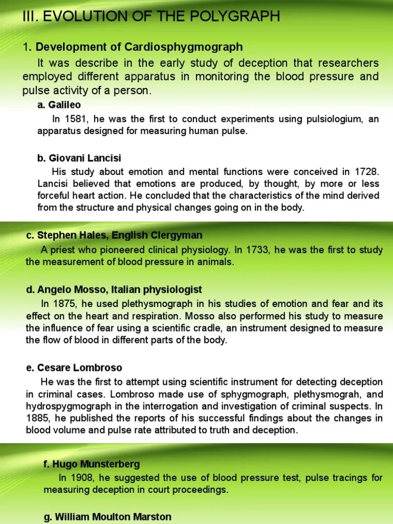 III. Evolution Of The Polygraph | PDF | Polygraph | Physiology