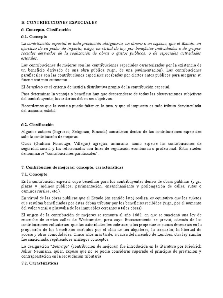 Clase Contribuciones Especiales | PDF