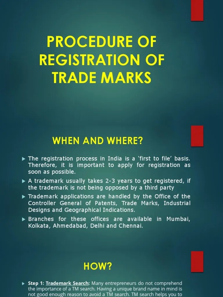 Trademark Registration Procedure In India Pdf Trademark Business