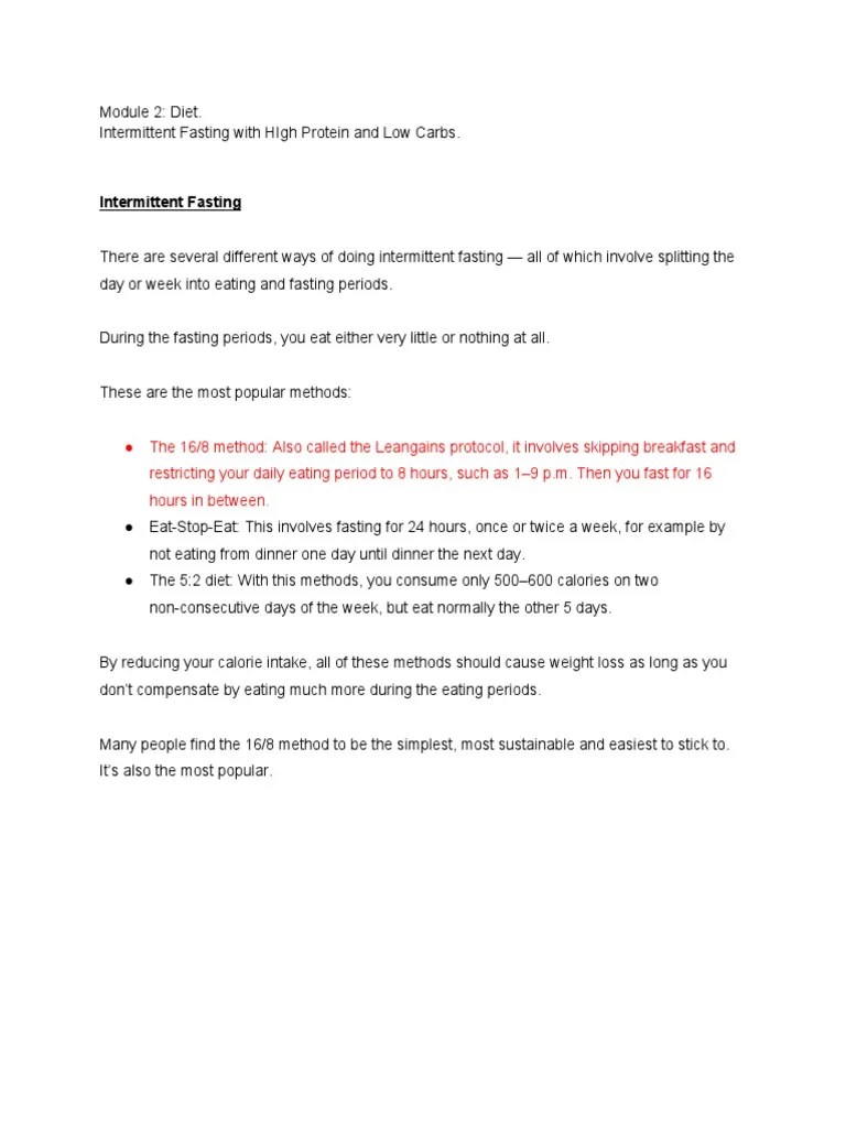 Module 2 - Diet | PDF | Dieting | Intermittent Fasting