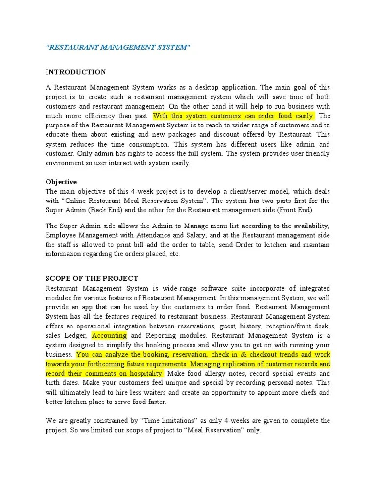 An Efficient Restaurant Management System Using PHP And MySQL | PDF | Restaurants | System