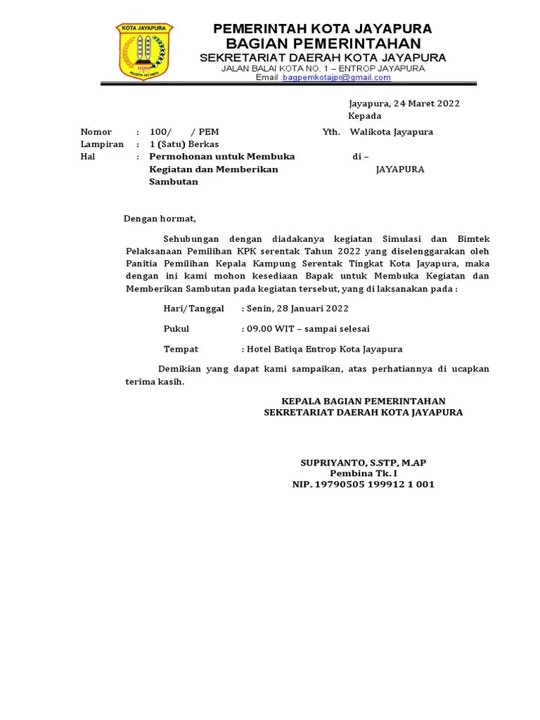 Surat Permohonan Kepada Walikota | PDF