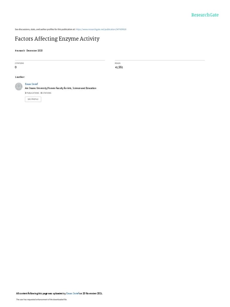 Factors Affecting Enzymes Activity | PDF | Enzyme Inhibitor | Enzyme