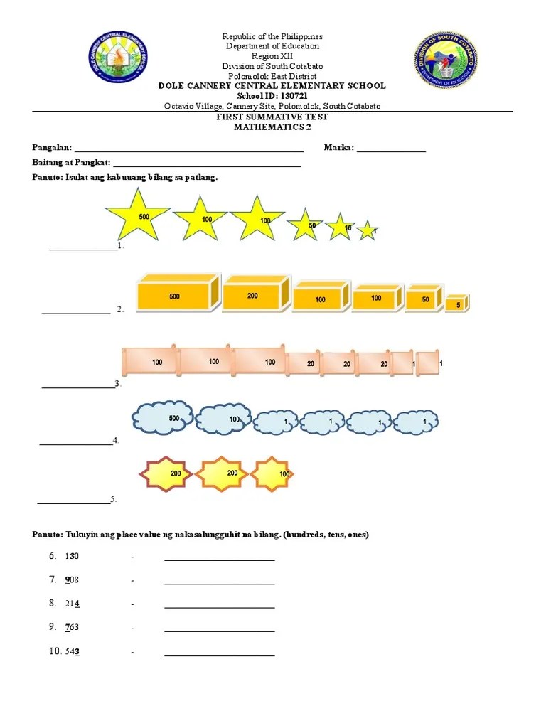 1ST Summative Test | PDF