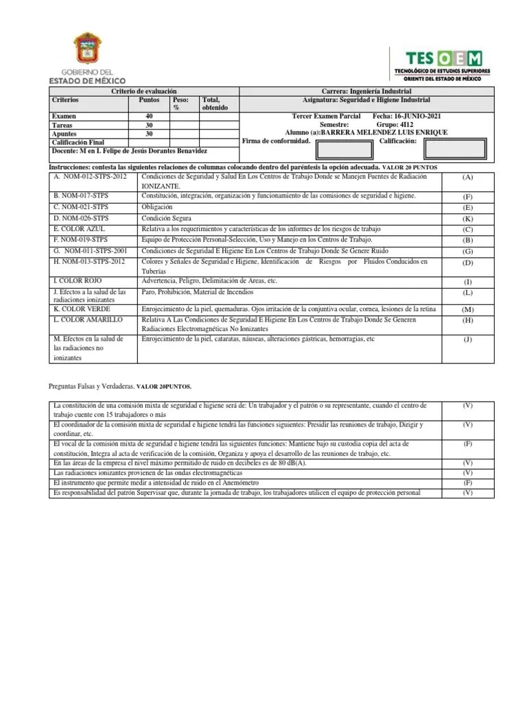 Tercer Examen Parcial | PDF | Prueba (evaluación) | Color