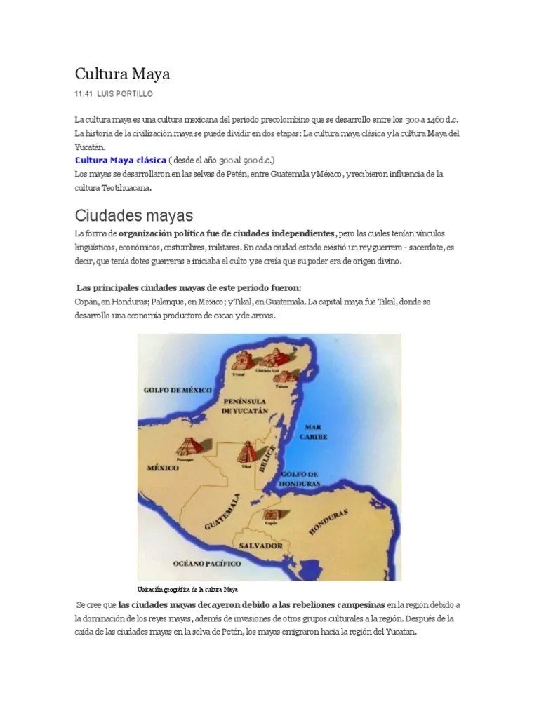 Cultura Maya | PDF | Civilización Maya | Mesoamérica