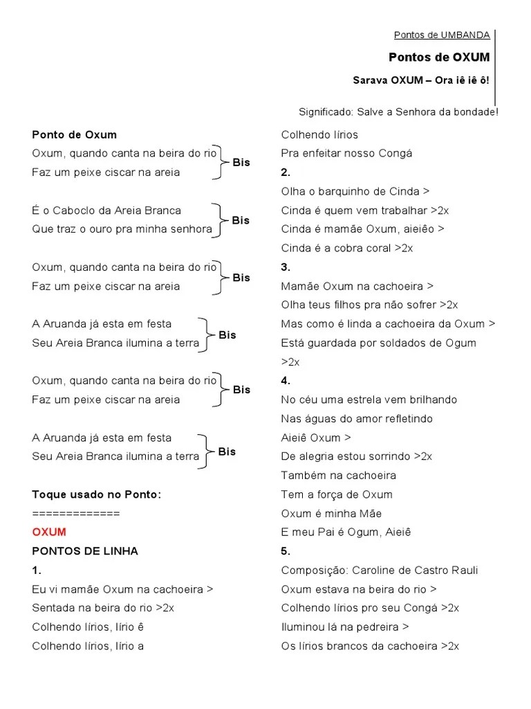 Pontos De Oxum Pdf Amor Santeria