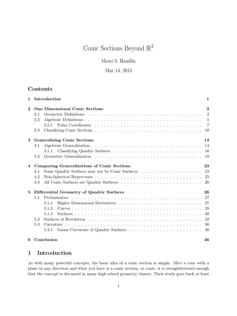 Generalised Conic Sections | PDF | Ellipse | Eigenvalues And Eigenvectors