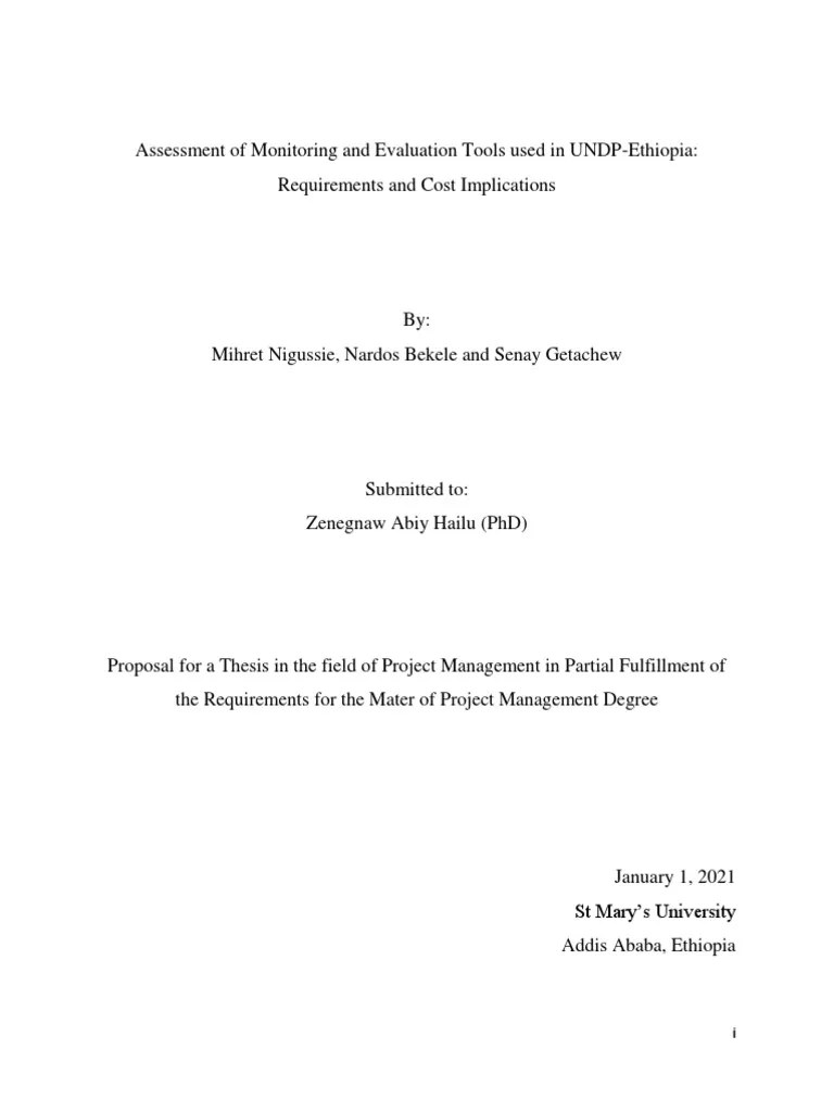Assessment Of Monitoring And Evaluation Tools Used In UNDP-Ethiopia ...