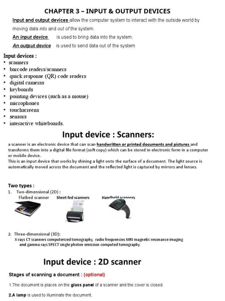 Chapter 3 - Input & Output Devices | PDF | Image Scanner | Barcode