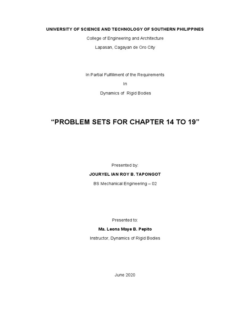Dynamics Of Rigid Bodies Problem Sets | PDF | Acceleration | Collision
