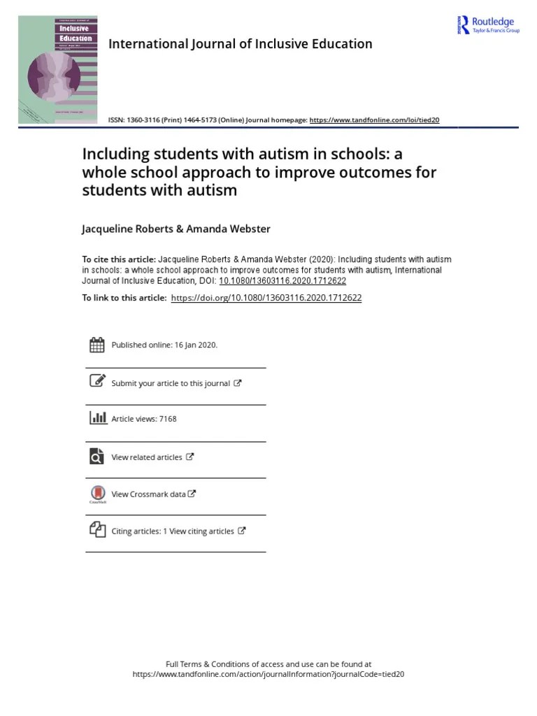 Including Students With Autism In Schools A Whole School Approach To ...