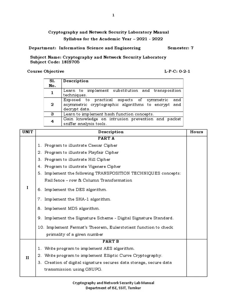 Cryptography Lab Manual Final Pdf Encryption Cryptography