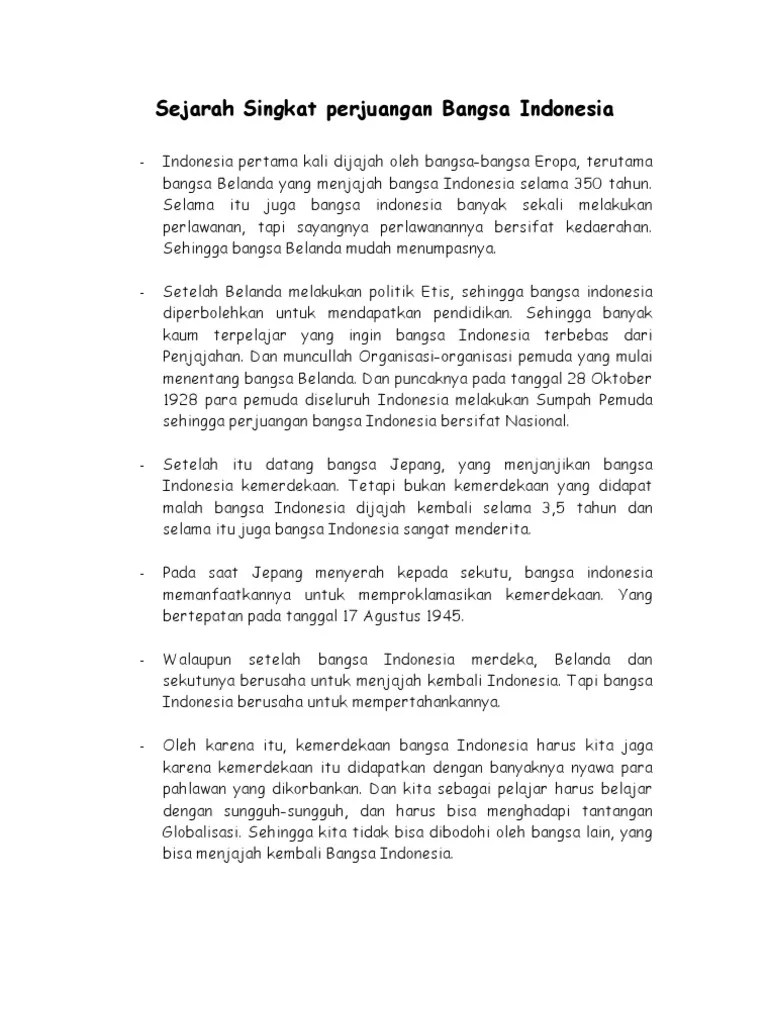 Sejarah Indonesia Merdeka Singkat