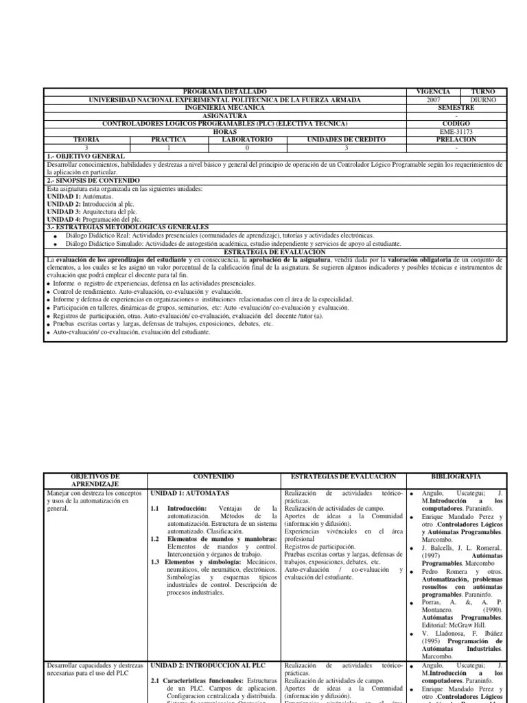 Controladores Logicos Programables | PDF | Controlador Lógico Programable | Evaluación