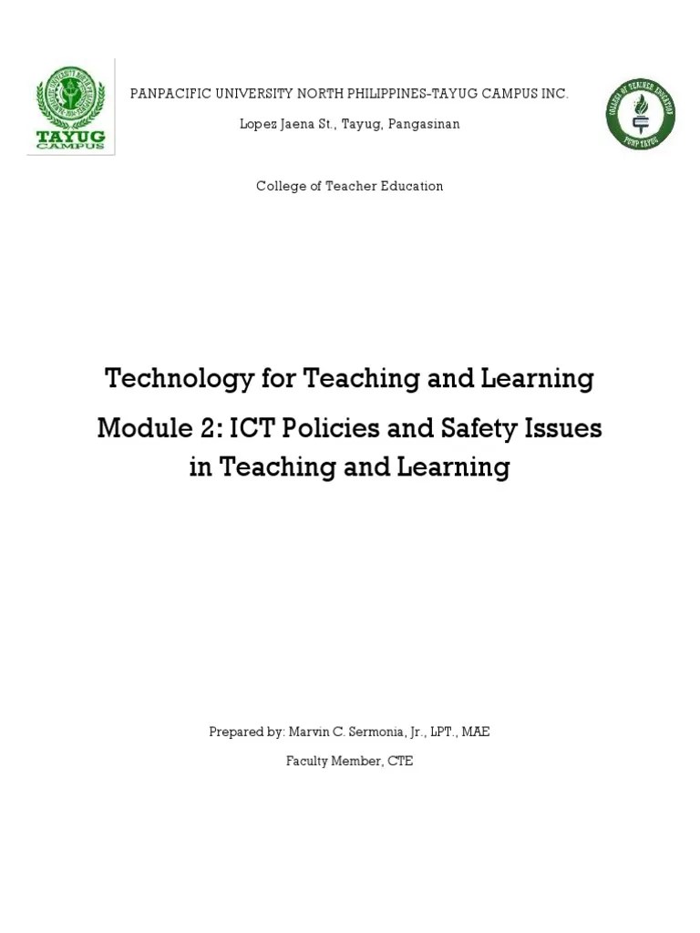 Module 2. ICT Policies And Safe Issues In Teaching And Learning | PDF