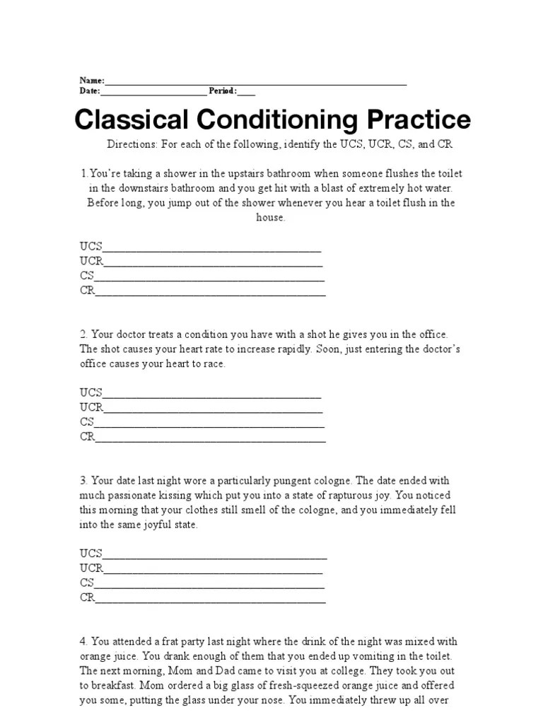 Classical Conditioning Practice | PDF