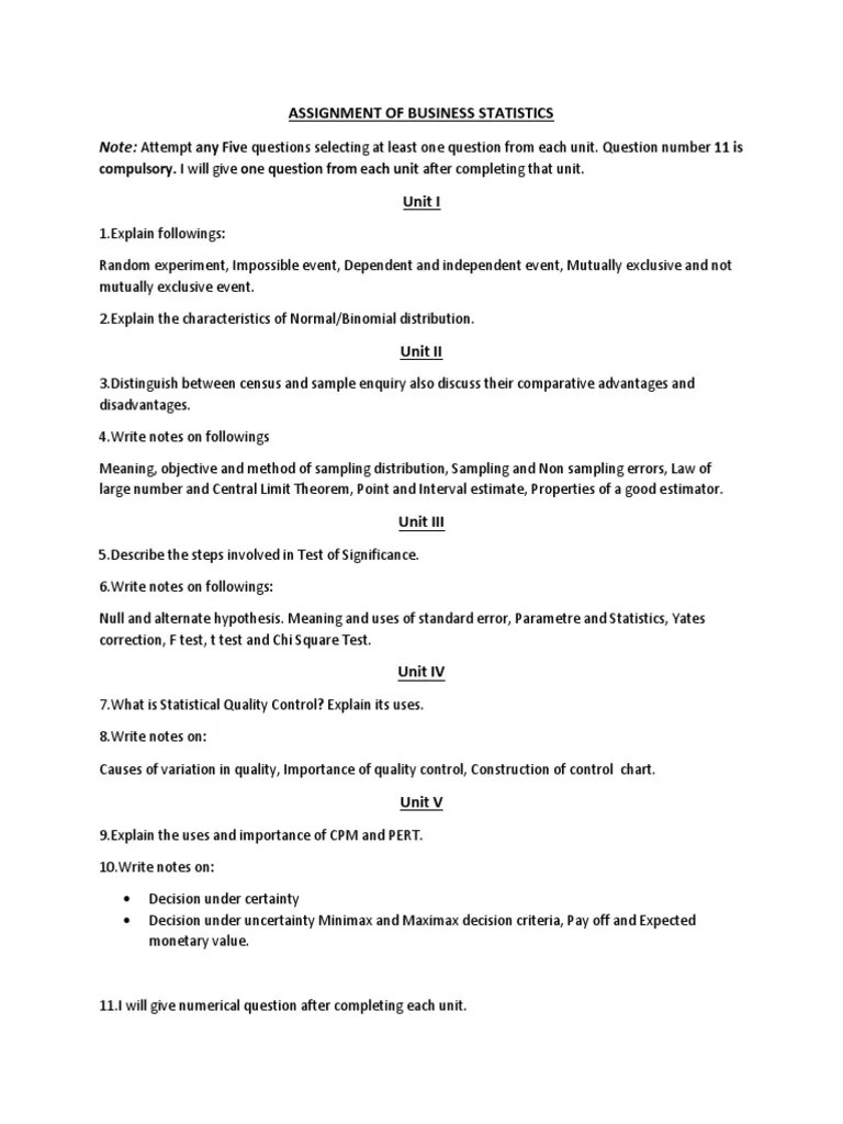 Assignment Of Business Statistics | PDF