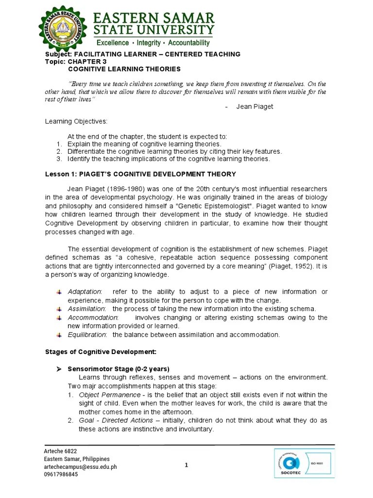 Facilitating Learner Centered Teaching CHAPTER 3 | PDF | Memory | Cognitive Development