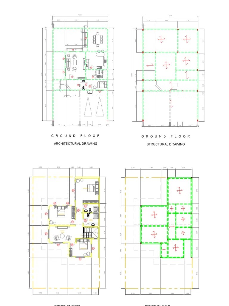 Architectural & Structural Drawing Of Double Storey House | PDF | Chess ...