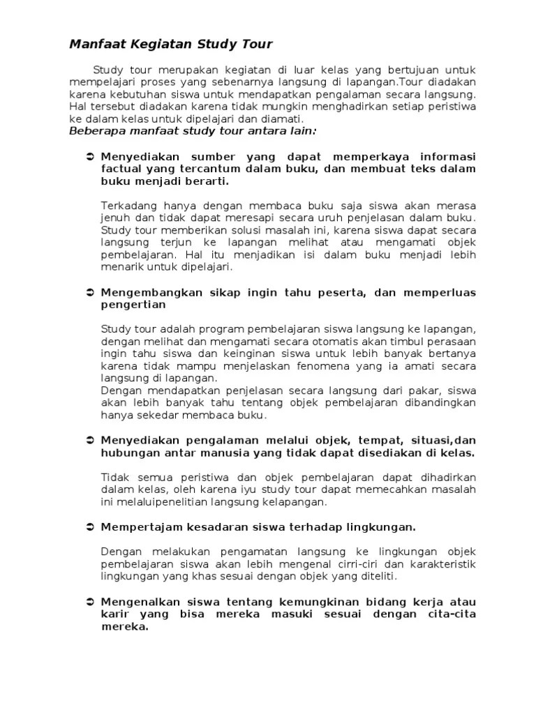 Laporan ini didasarkan pada pengamatan dan pengamatan . Manfaat Kegiatan Study Tour Pdf