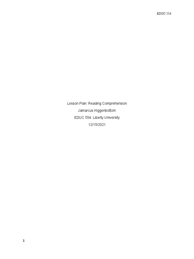 Lesson Plan Reading Comprehension | PDF | Reading Comprehension ...