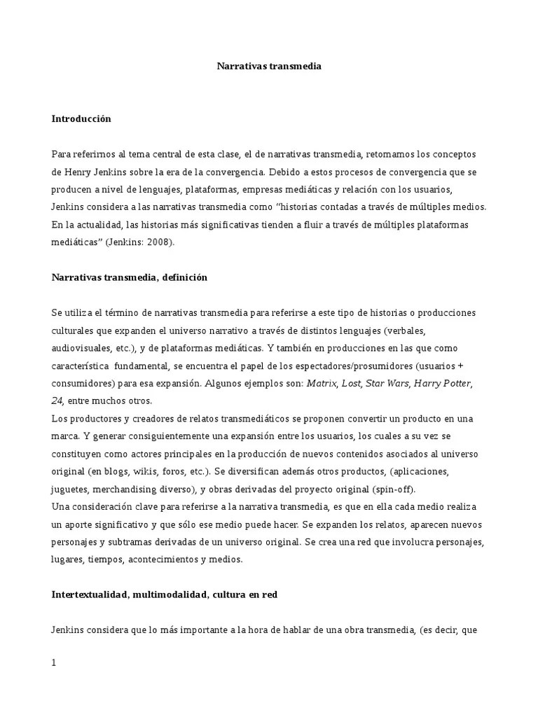 Narrativas Transmedia | PDF | Narración