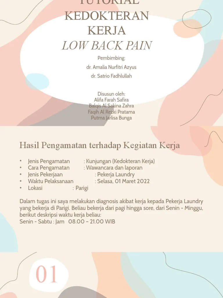 Tutorial Kedokteran Kerja - Low Back Pain | PDF