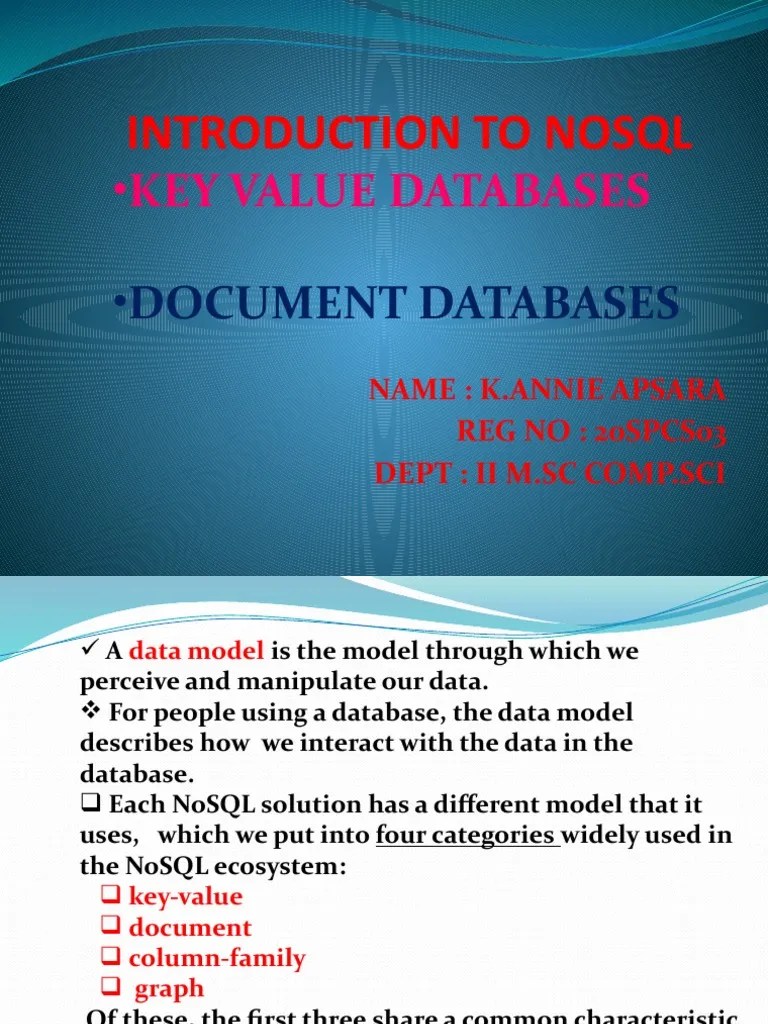 Introduction To Nosql: - Key Value Databases | PDF | Databases | No Sql