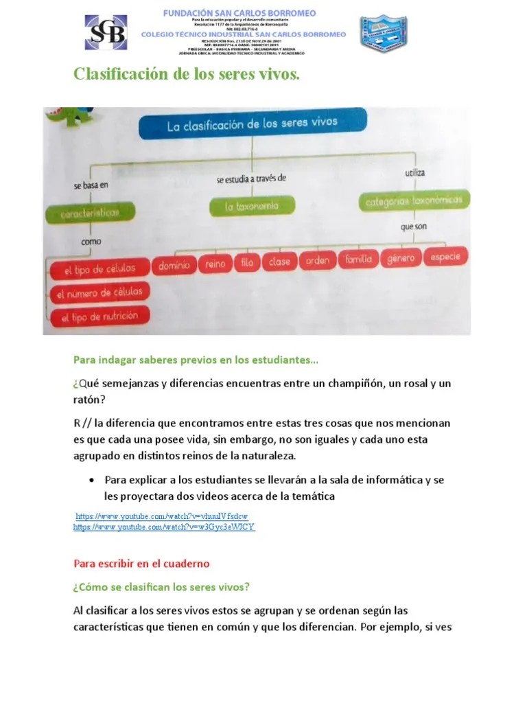 Clasificación Y Caracterización De Los Seres Vivos | PDF | Organismos | Biología Celular)