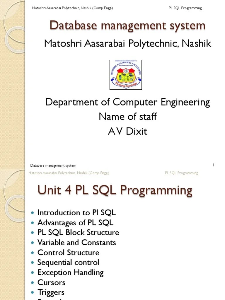 Unit 4 | PDF | Pl/Sql | Control Flow