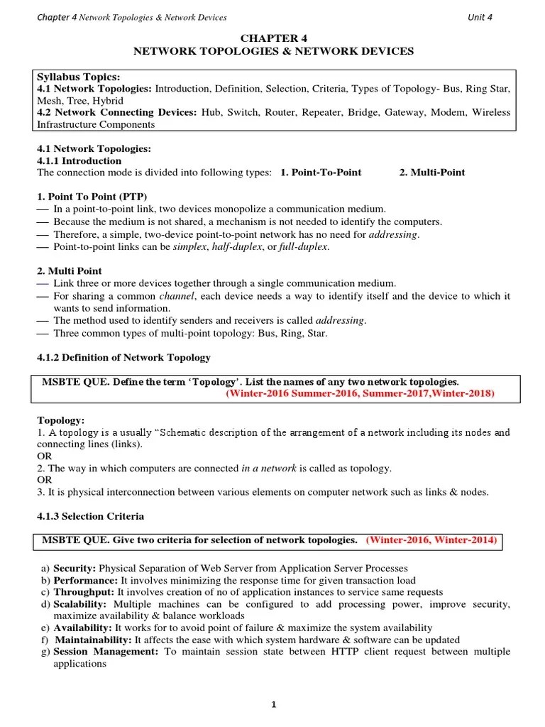 Chapter 4 NETWORK TOPOLOGIES & NETWORK DEVICES | PDF | Network Topology ...