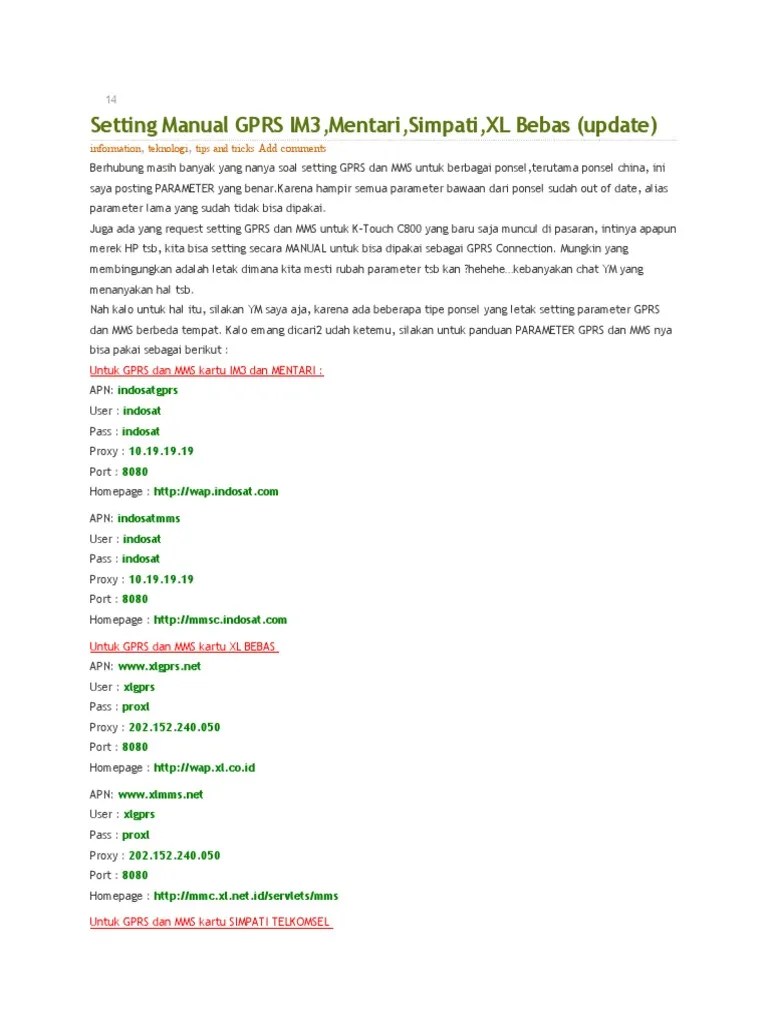 Indosatgprs homepage url telkomsel (simpati, as, halo) call center: Setting Gprs