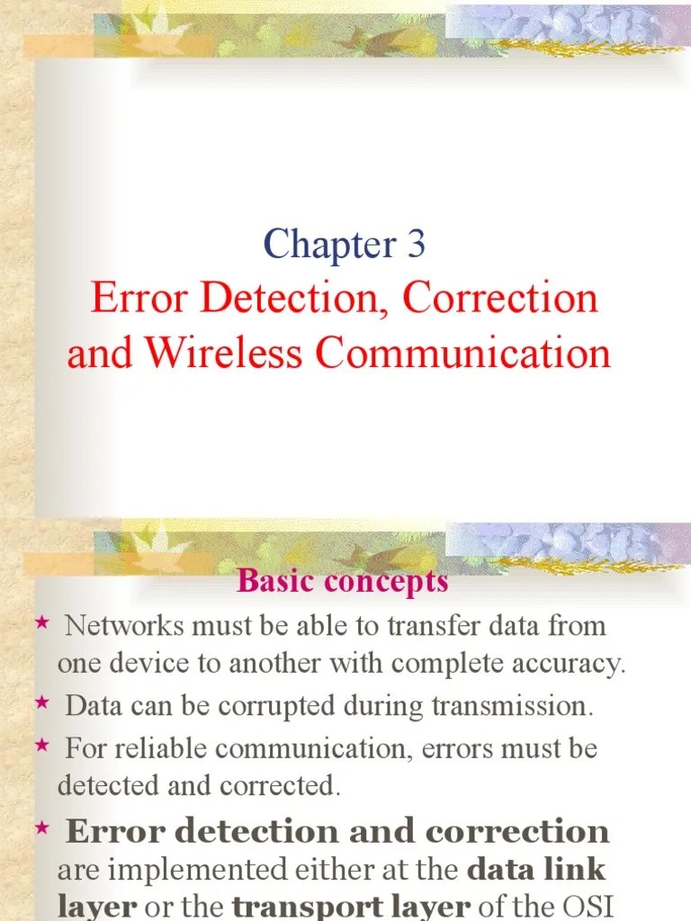 Error Detection, Correction And Wireless Communication | PDF | Wireless ...