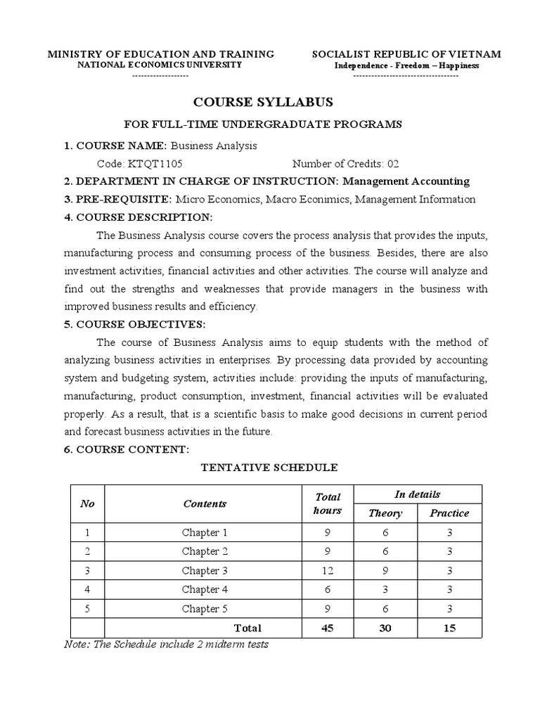 Business Analysis Syllabus | PDF | Labour Economics | Revenue