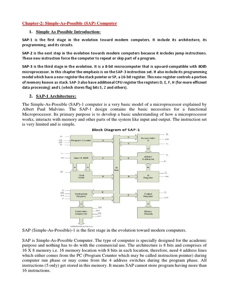 Evolution Of The Simple-As-Possible (SAP) Computer: Tracing The ...