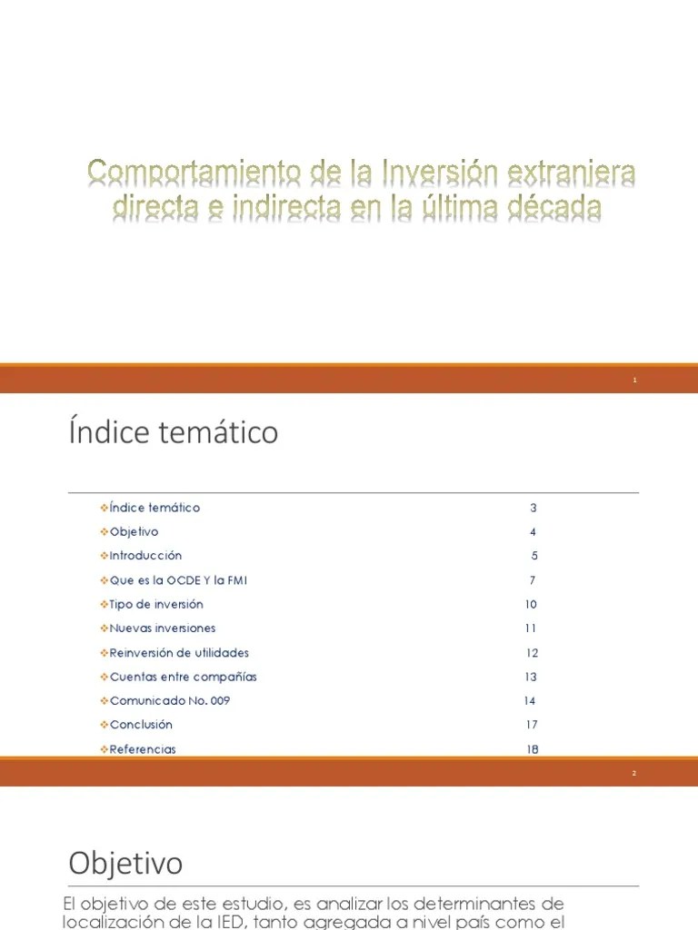 Comportamiento De La Inversión Extranjera Directa E Indirecta En La Última Década | PDF | Fondo ...