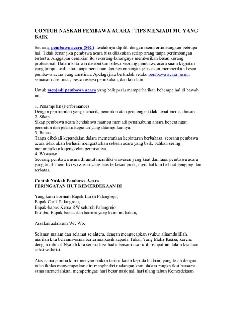 Contoh Naskah Pembawa Acara | PDF