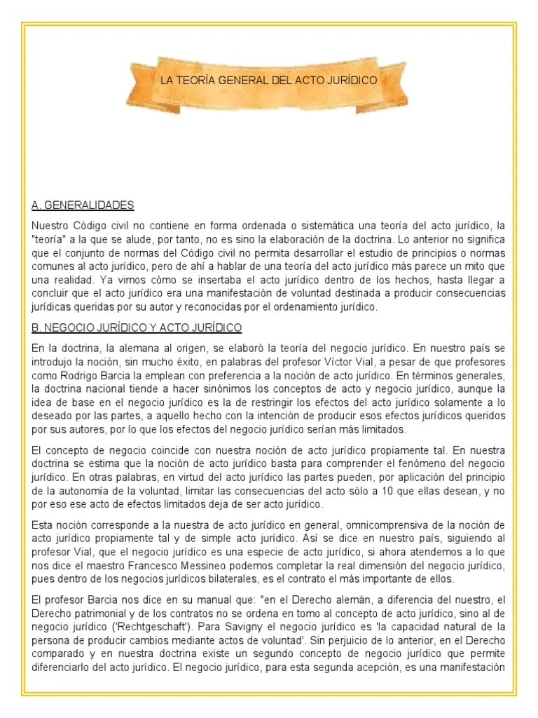La Teoría General Del Acto Jurídico | PDF | Ley Común | Ley De Obligaciones