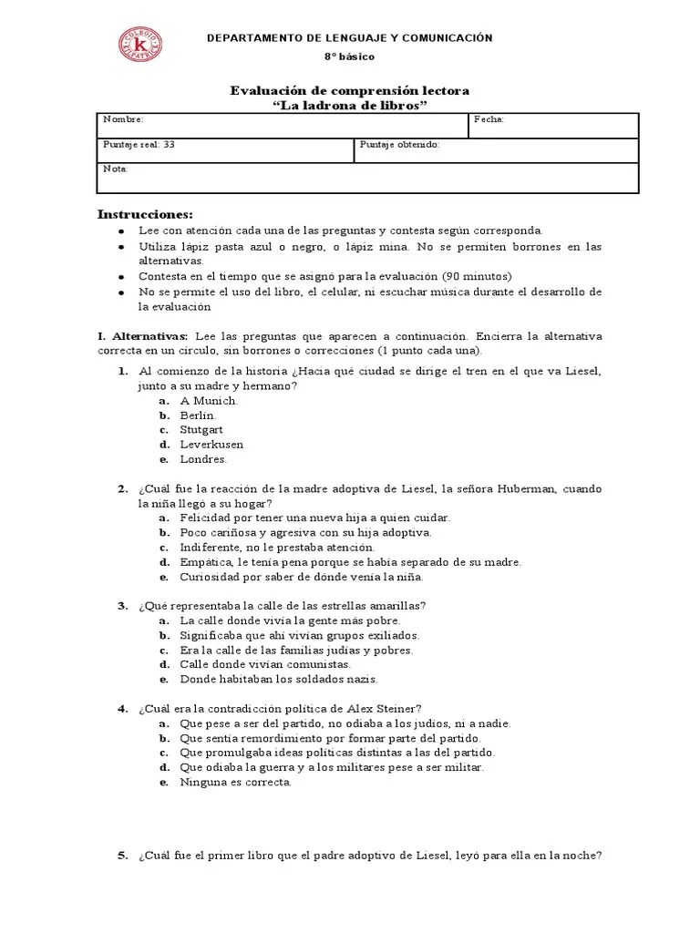 Evaluación De Comprensión Lectora | PDF