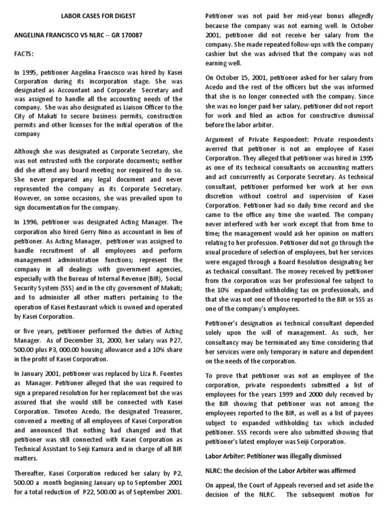 Labor Law Cases 2 | PDF | Employment | Salary