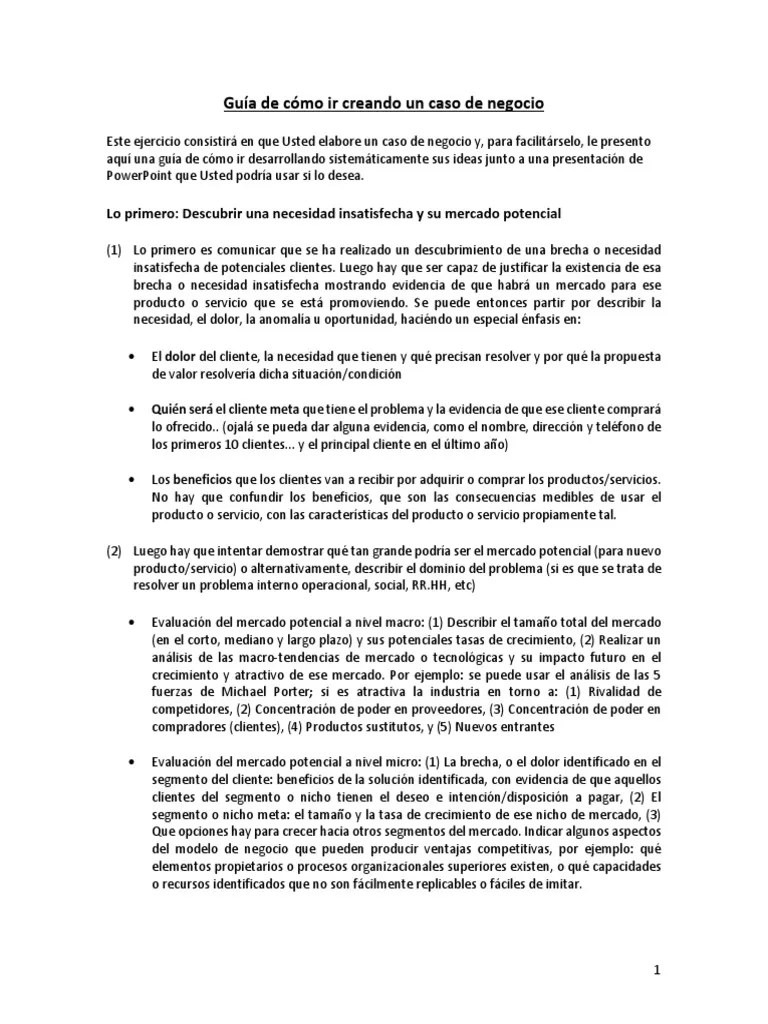 Creando El Caso De Negocio | PDF | Modelo De Negocio | Mercado (economía)